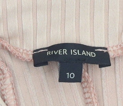 Womens UK Size 10 River Island Beige Cropped Tank