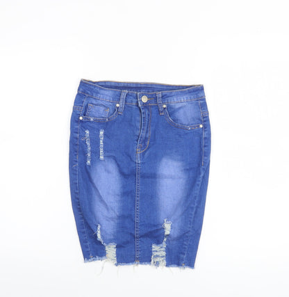 Womens UK Size 10 GIRL VIVI Straight & Pencil Denim Skirt
