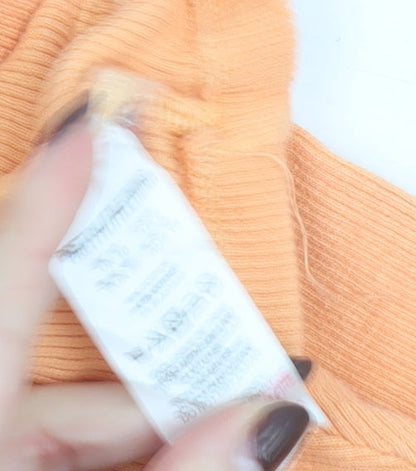 PrettyLittleThing Women Orange Cropped V-Neck Long Sleeve Top UK 10