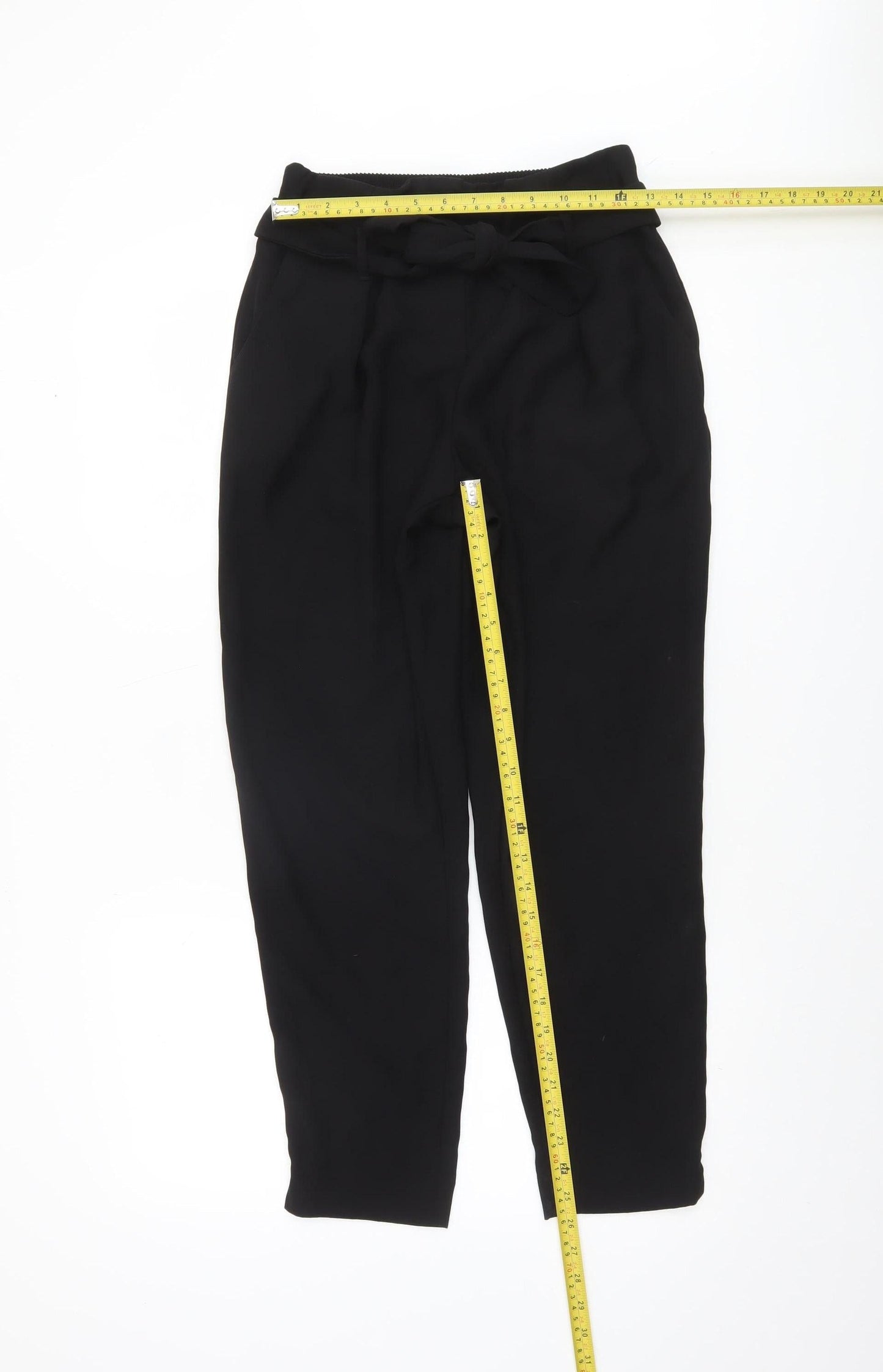 River Island Women’s Black Paperbag Tapered Trousers Size 10