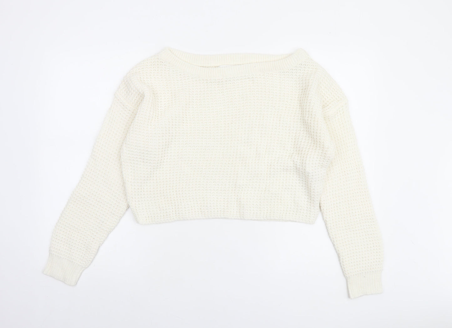 Womens UK Size 10/12 Missguided Ivory Pullover Jumper