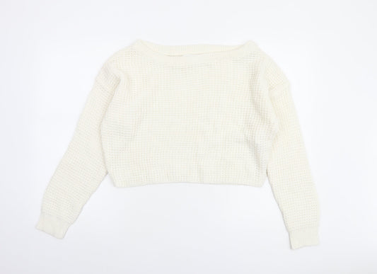 Womens UK Size 10/12 Missguided Ivory Pullover Jumper