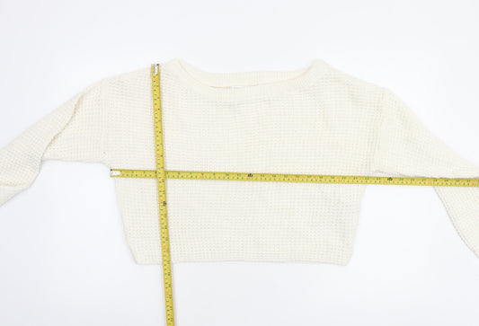 Womens UK Size 10/12 Missguided Ivory Pullover Jumper