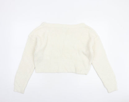 Womens UK Size 10/12 Missguided Ivory Pullover Jumper
