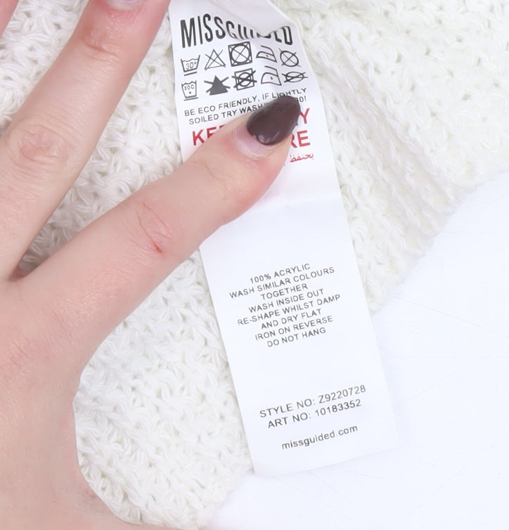 Womens UK Size 10/12 Missguided Ivory Pullover Jumper