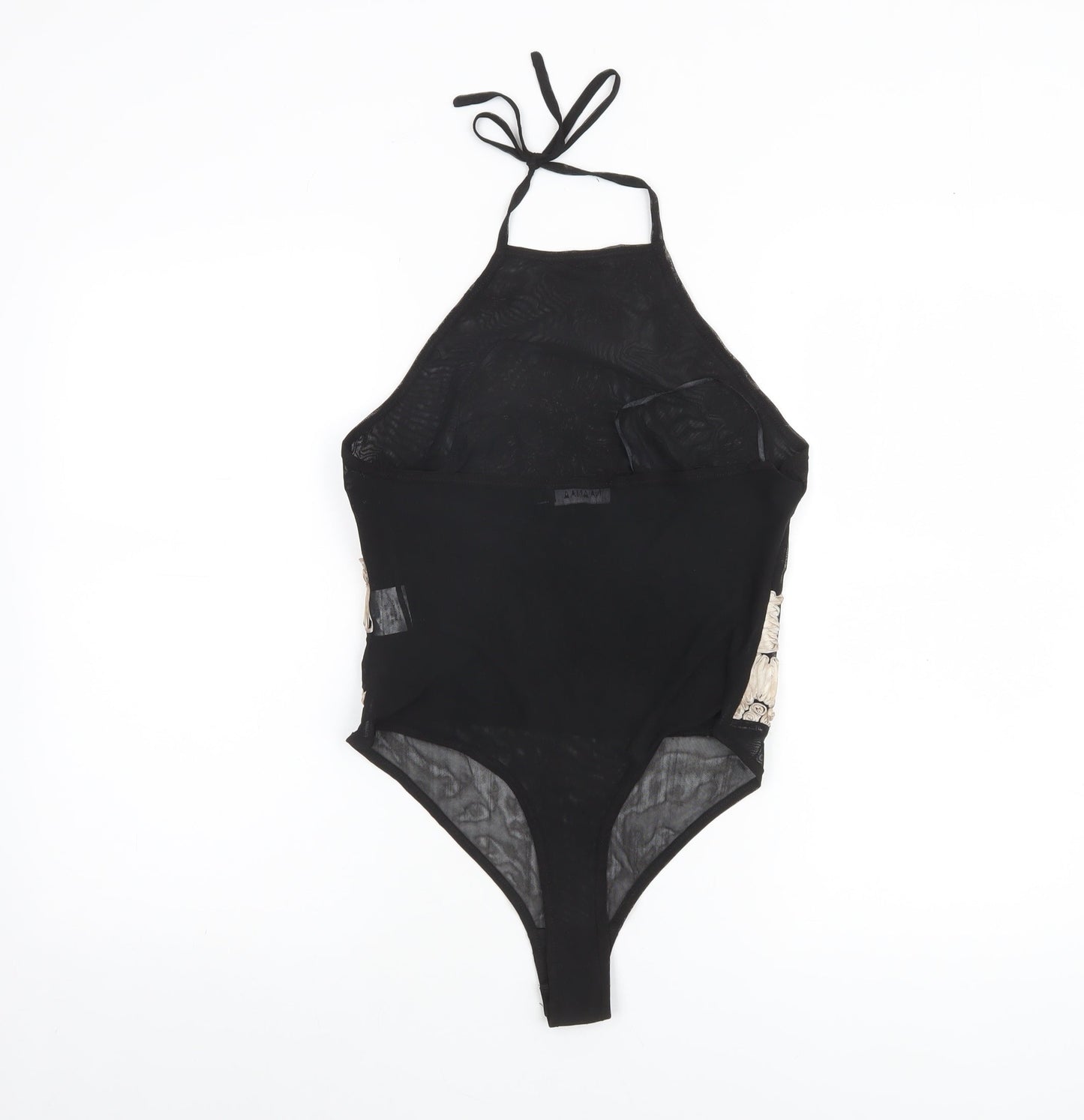 NAANAA Women's Black Floral Halter Bodysuit Size 12 Polyester