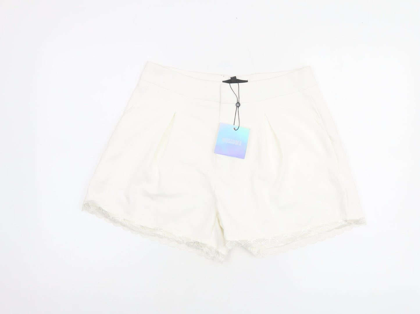 Missguided Women’s Ivory Lace Trim Chino Shorts Size 12