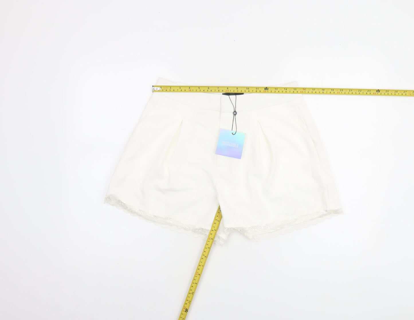 Missguided Women’s Ivory Lace Trim Chino Shorts Size 12