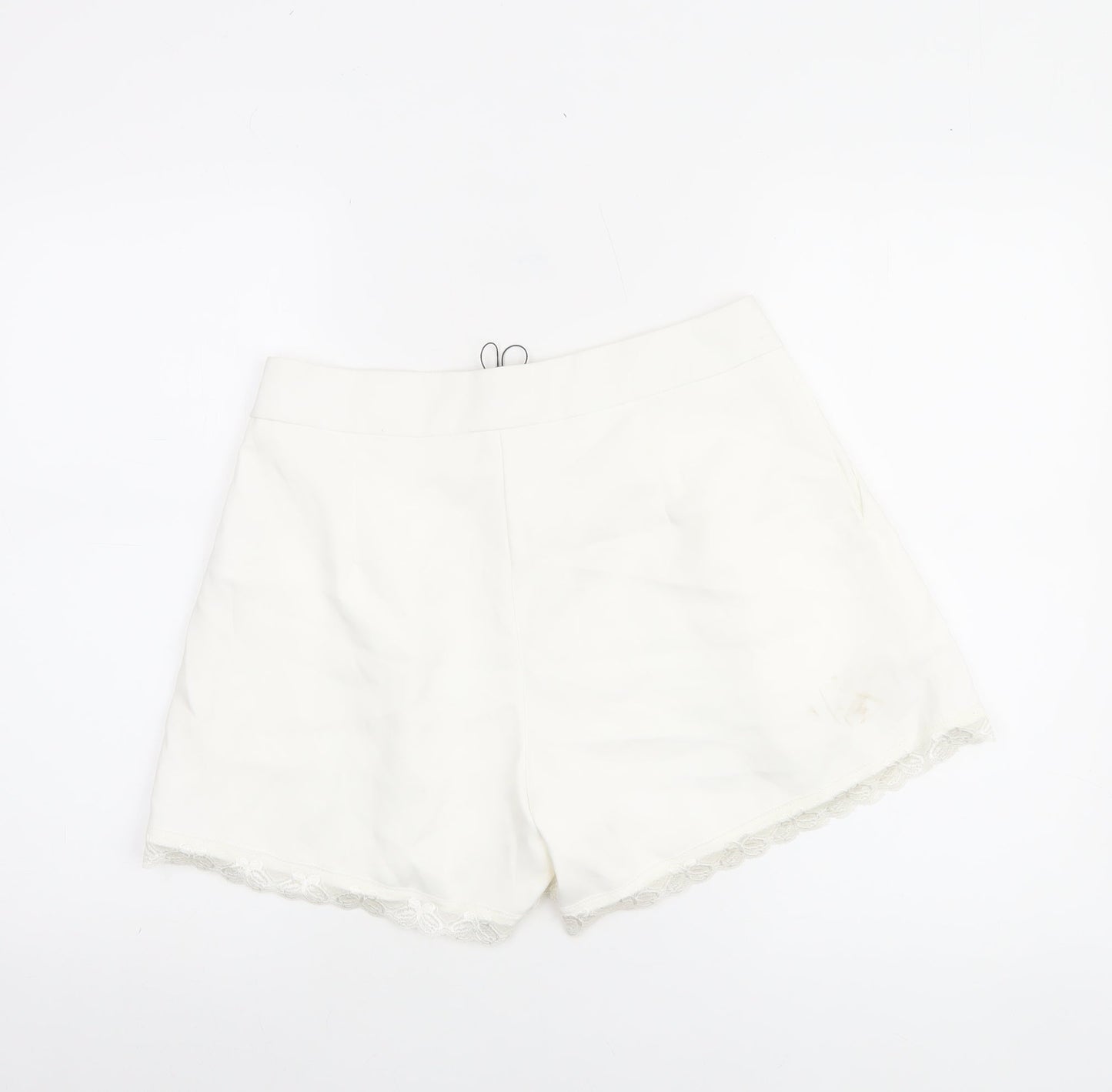 Missguided Women’s Ivory Lace Trim Chino Shorts Size 12
