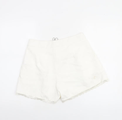 Missguided Women’s Ivory Lace Trim Chino Shorts Size 12