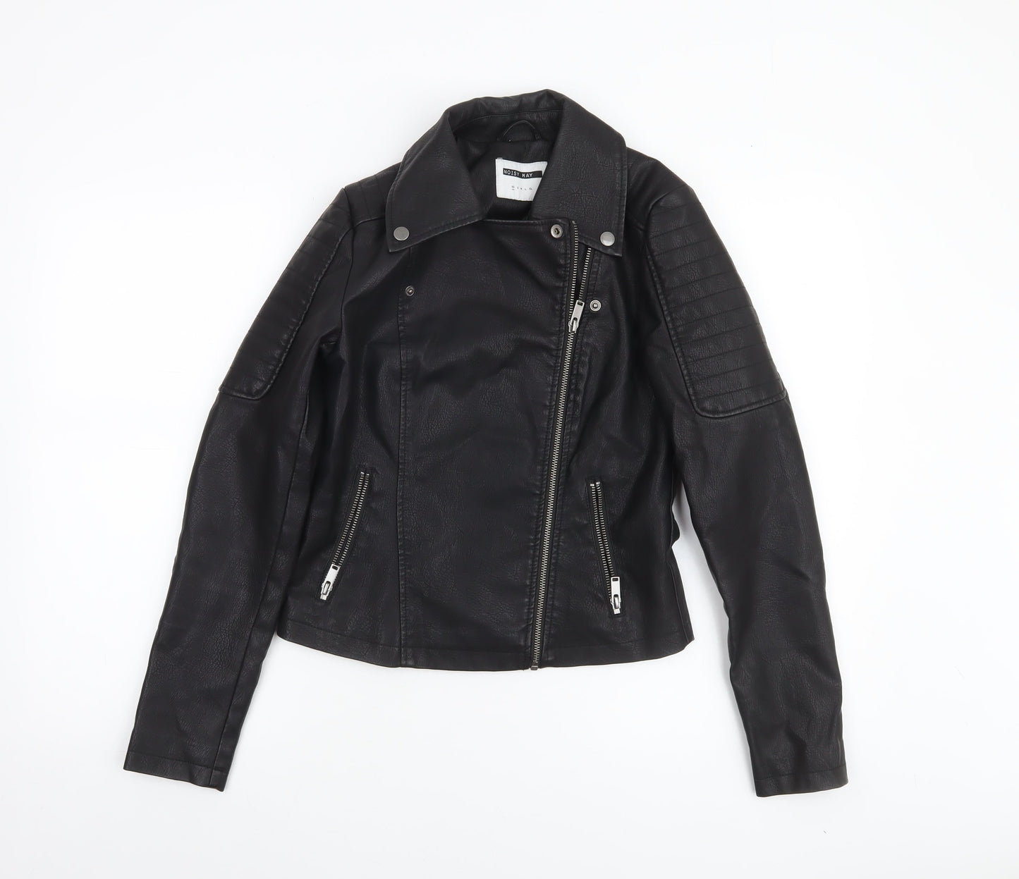 Noisy May Women's Black Faux Leather Biker Jacket XS