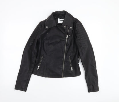 Noisy May Women's Black Faux Leather Biker Jacket XS