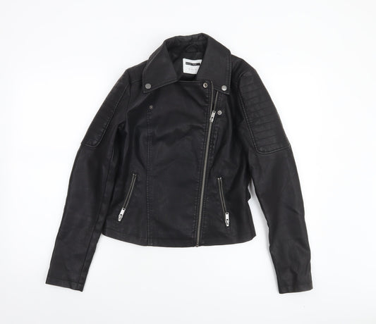 Noisy May Women's Black Faux Leather Biker Jacket XS