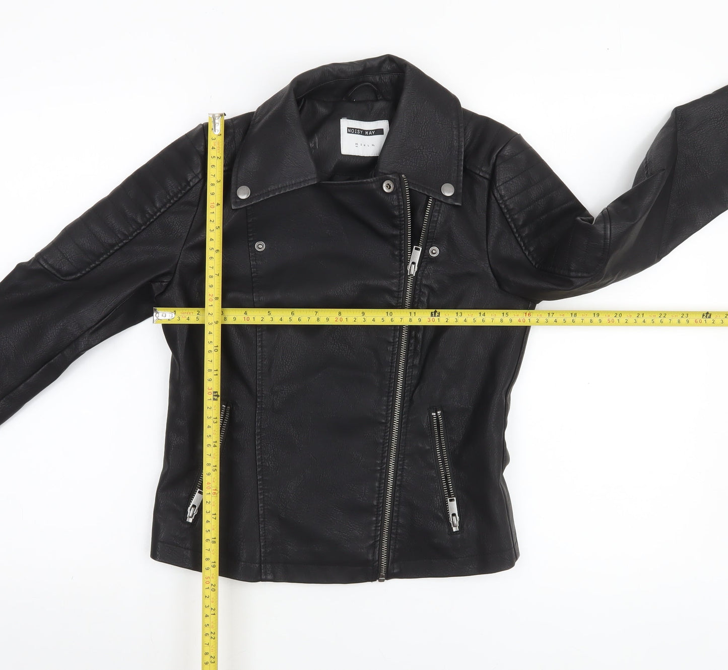 Noisy May Women's Black Faux Leather Biker Jacket XS