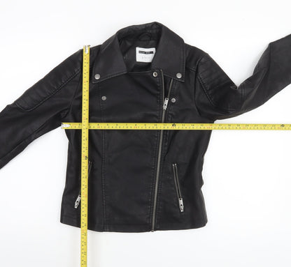 Noisy May Women's Black Faux Leather Biker Jacket XS