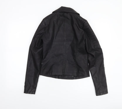 Noisy May Women's Black Faux Leather Biker Jacket XS