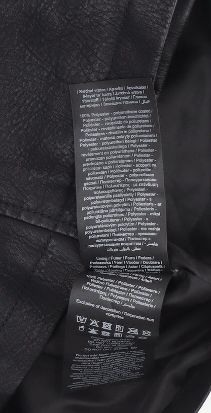 Noisy May Women's Black Faux Leather Biker Jacket XS