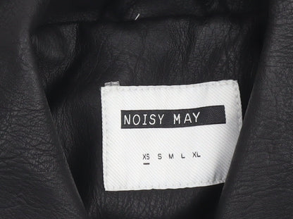 Noisy May Women's Black Faux Leather Biker Jacket XS