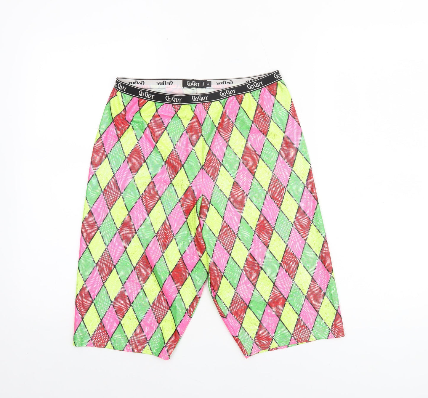 Go Guy Men's Multicoloured Argyle Festival Bermuda Shorts Size L