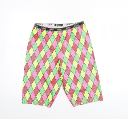 Go Guy Men's Multicoloured Argyle Festival Bermuda Shorts Size L