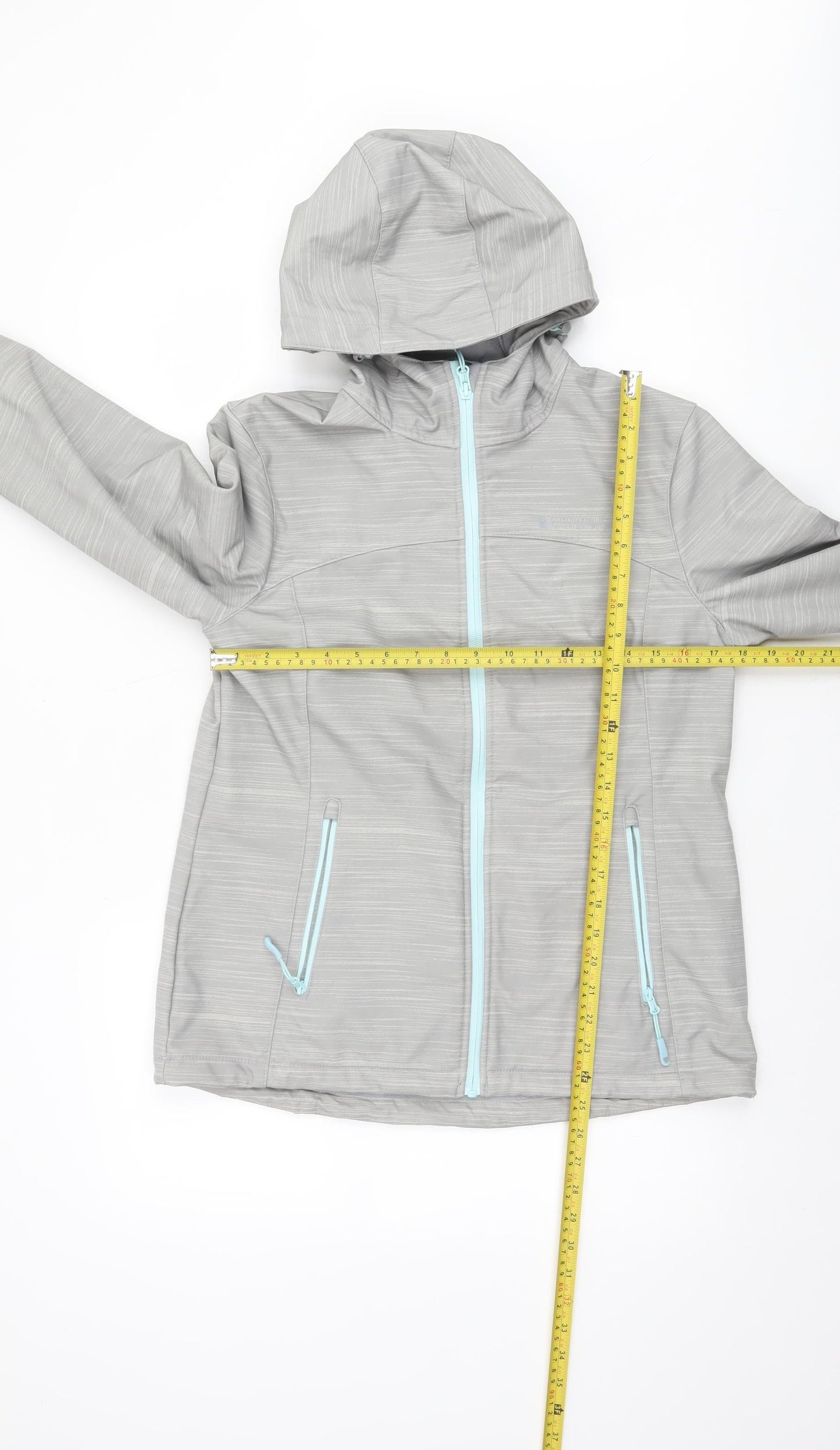 Mountain Warehouse Women Grey Hooded Softshell Jacket UK 12 Waterproof Lined