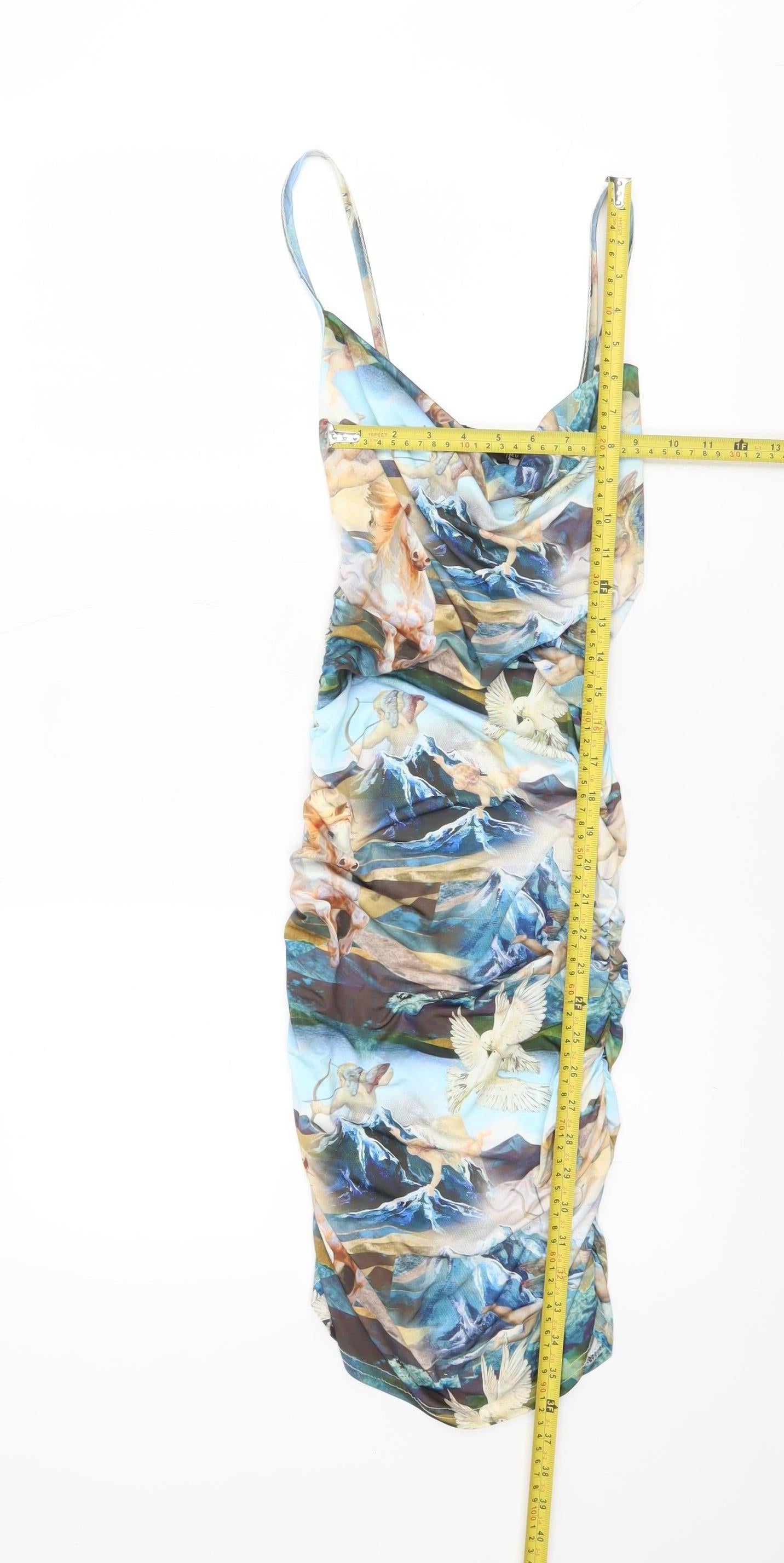 PrettyLittleThing Womens Multicoloured Size 6 Ruched Bodycon Dress