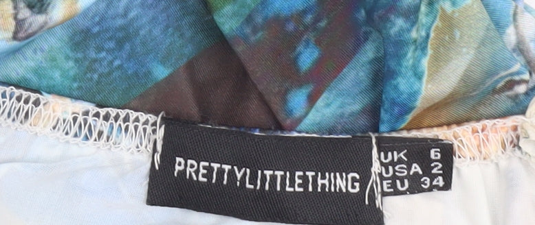 PrettyLittleThing Womens Multicoloured Size 6 Ruched Bodycon Dress