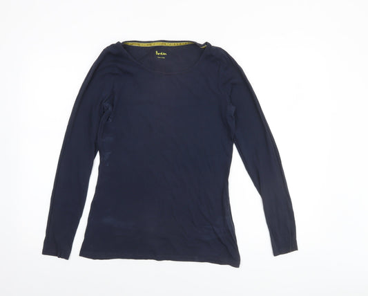 Boden Women's Blue Long Sleeve Cotton Jersey Basic T-Shirt UK 12