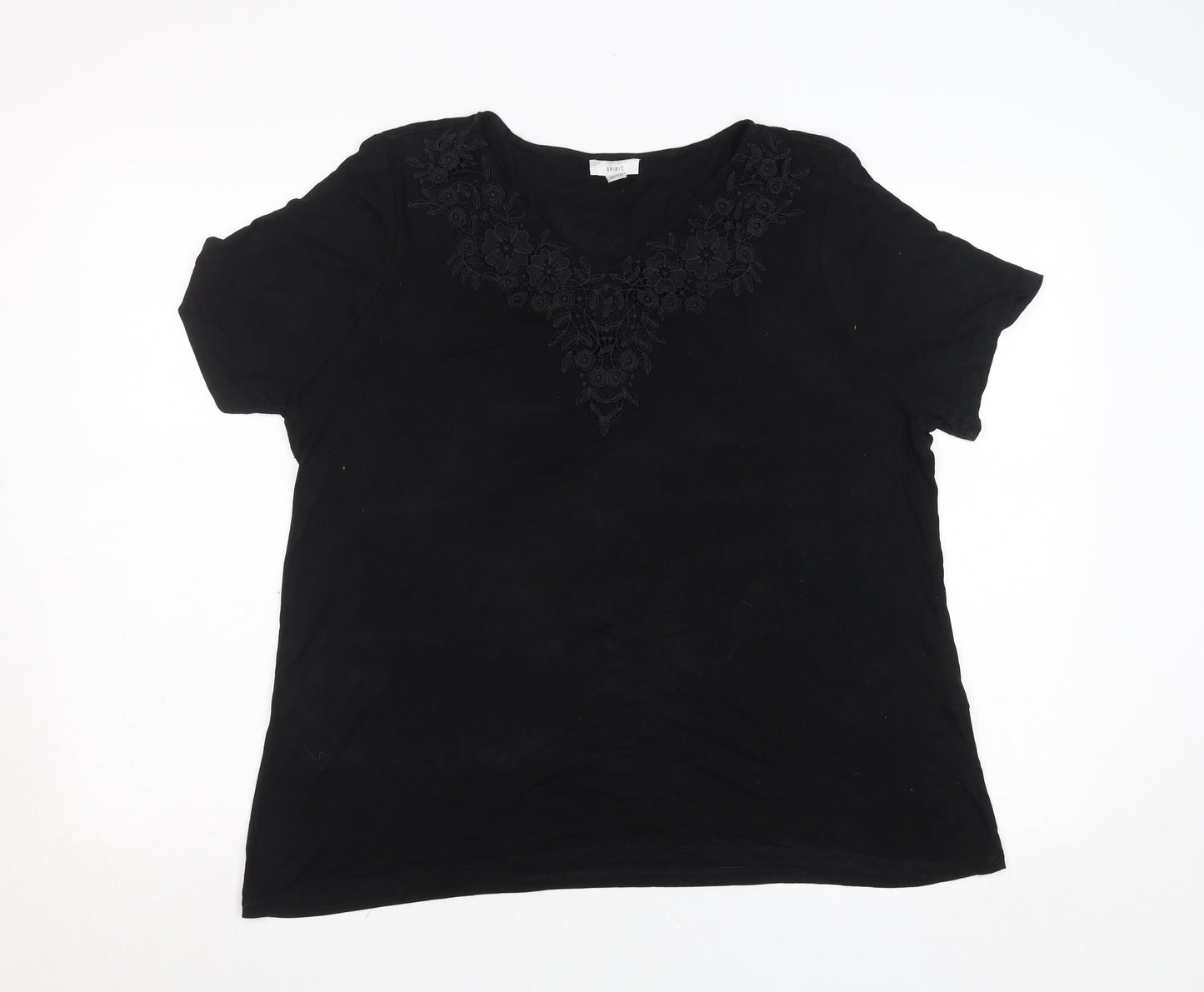 Womens UK Size 18 Spirit Black Basic T-Shirt