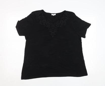 Womens UK Size 18 Spirit Black Basic T-Shirt