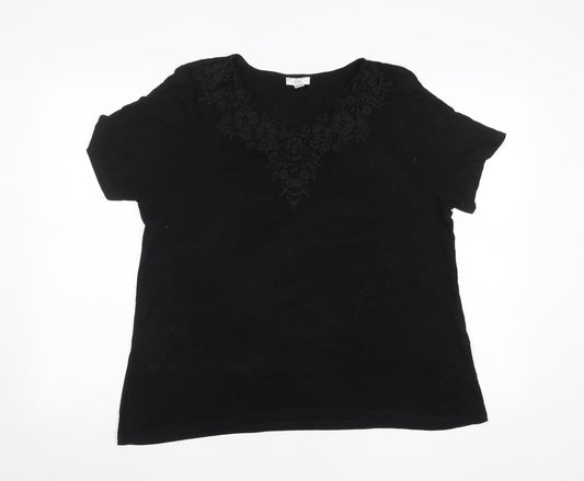Womens UK Size 18 Spirit Black Basic T-Shirt