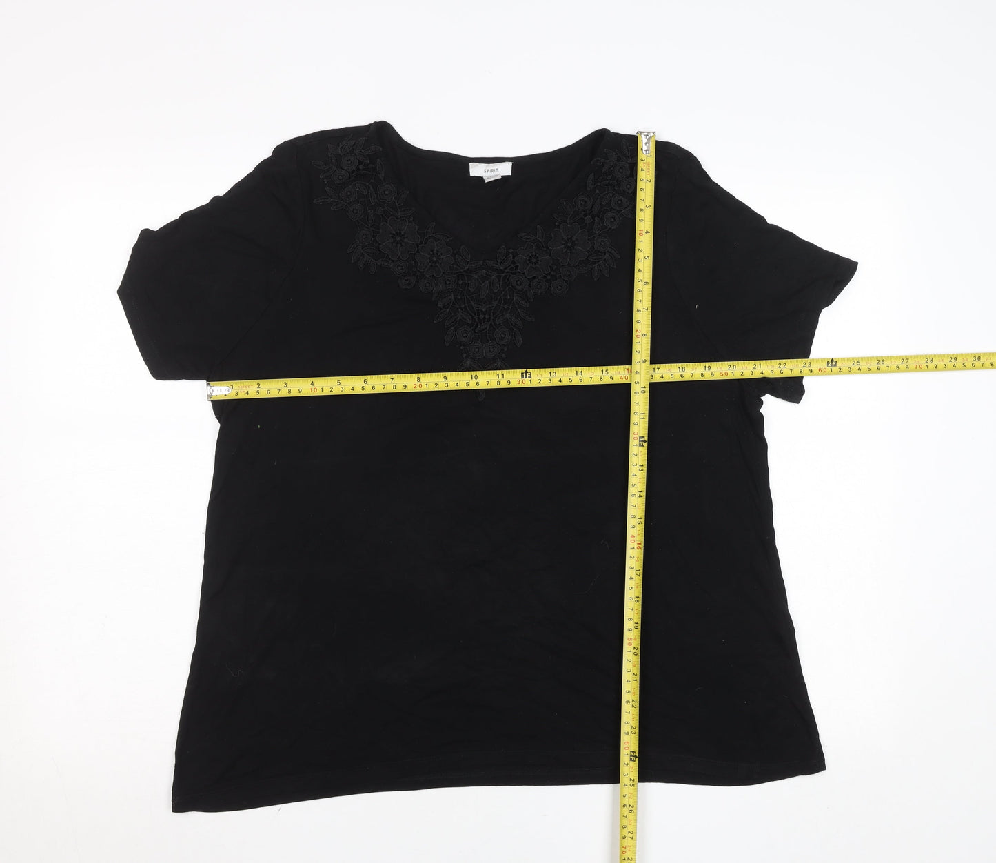 Womens UK Size 18 Spirit Black Basic T-Shirt