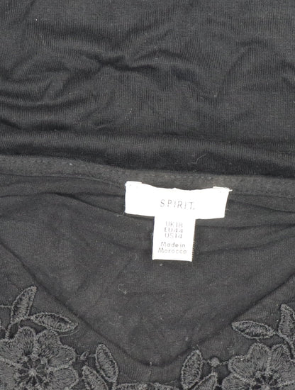 Womens UK Size 18 Spirit Black Basic T-Shirt