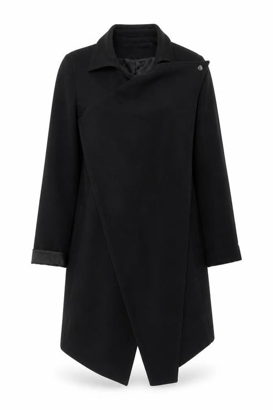Womens UK Size 8 Love Label Black Overcoat