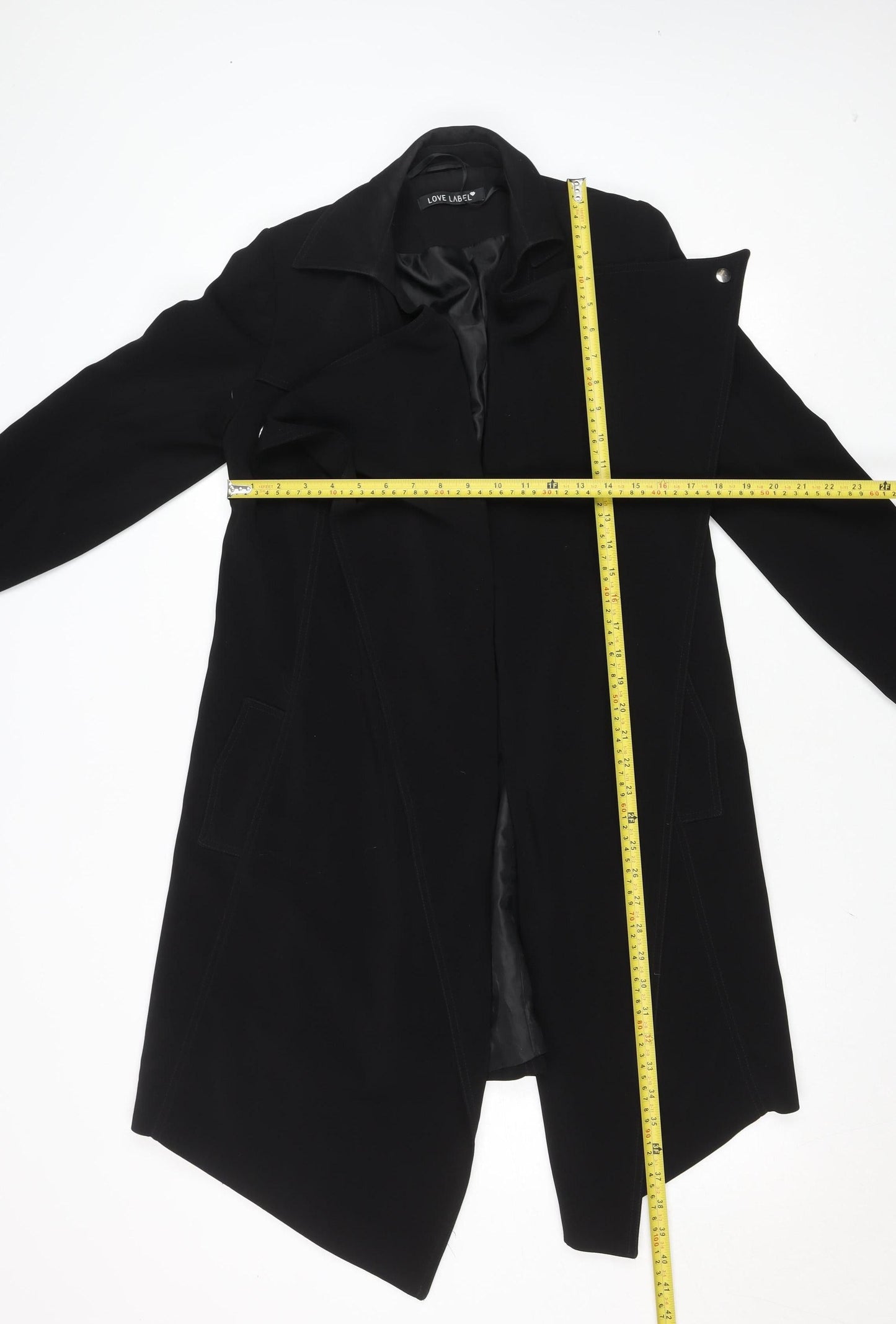 Womens UK Size 8 Love Label Black Overcoat
