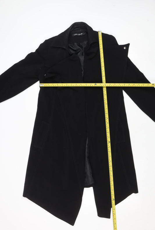 Womens UK Size 8 Love Label Black Overcoat