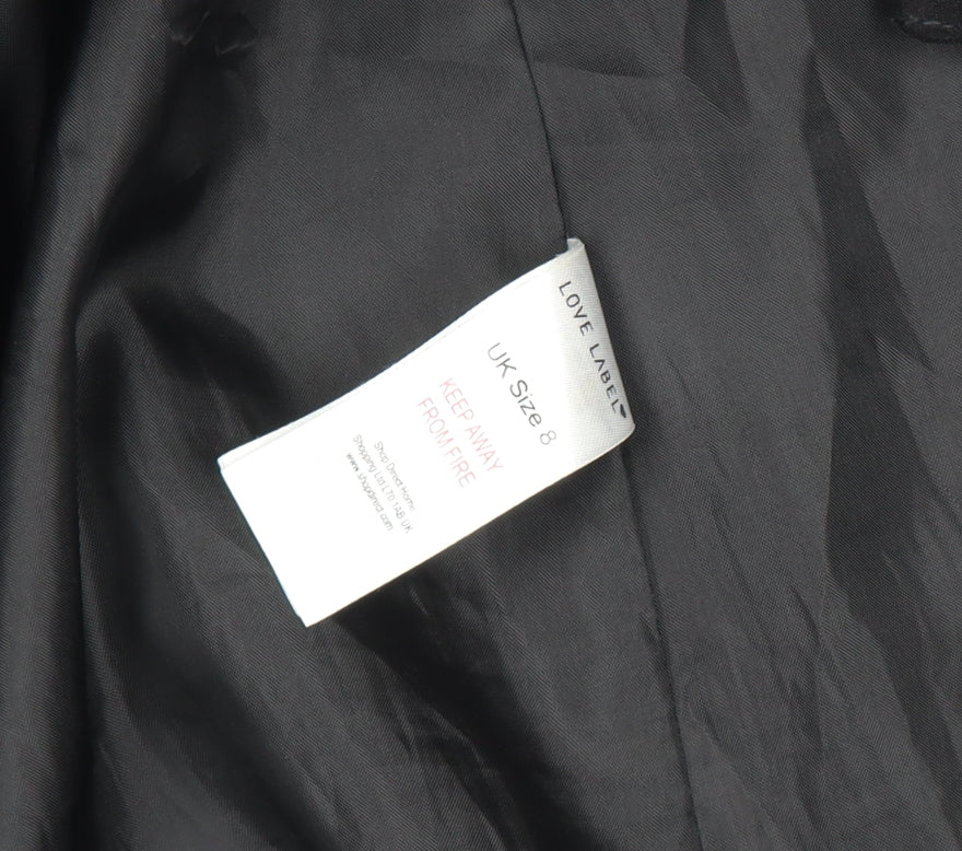 Womens UK Size 8 Love Label Black Overcoat