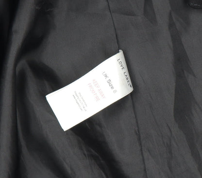 Womens UK Size 8 Love Label Black Overcoat