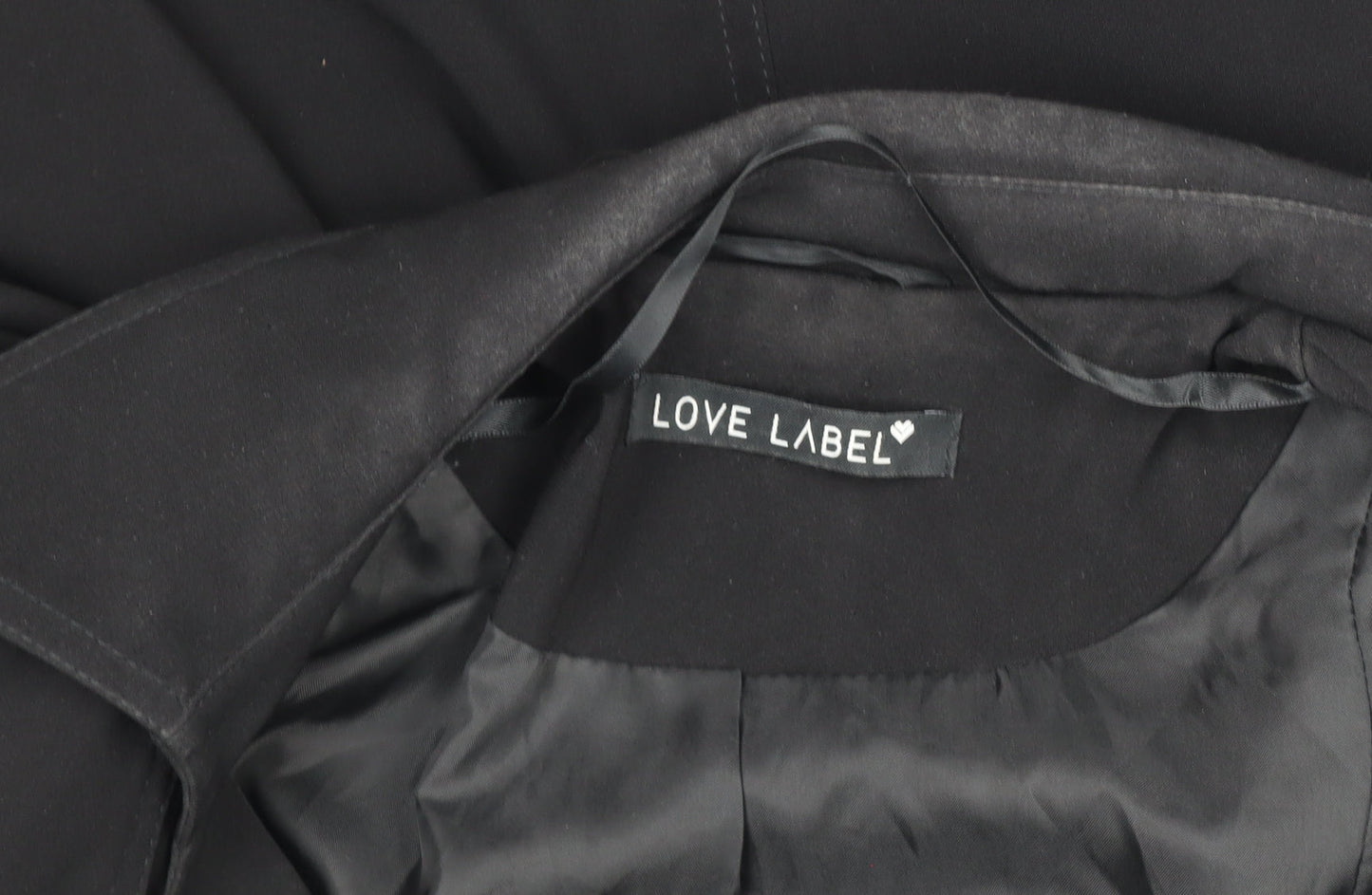 Womens UK Size 8 Love Label Black Overcoat