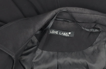 Womens UK Size 8 Love Label Black Overcoat