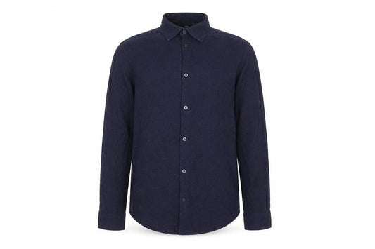 Moss London Men's Blue Slim Fit Long Sleeve Cotton Button-Up Shirt 15”