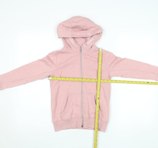 Next Girls Pink Full Zip Hoodie 8 Years Cotton Blend Fleece Sweatshirt