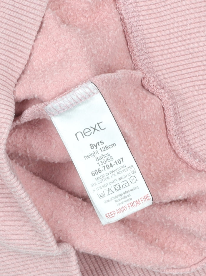 Next Girls Pink Full Zip Hoodie 8 Years Cotton Blend Fleece Sweatshirt