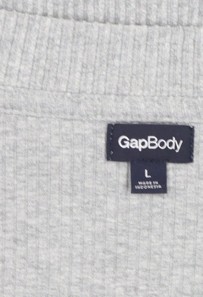 GapBody Women’s Grey V-Neck Rib Knit Pullover Jumper Size L