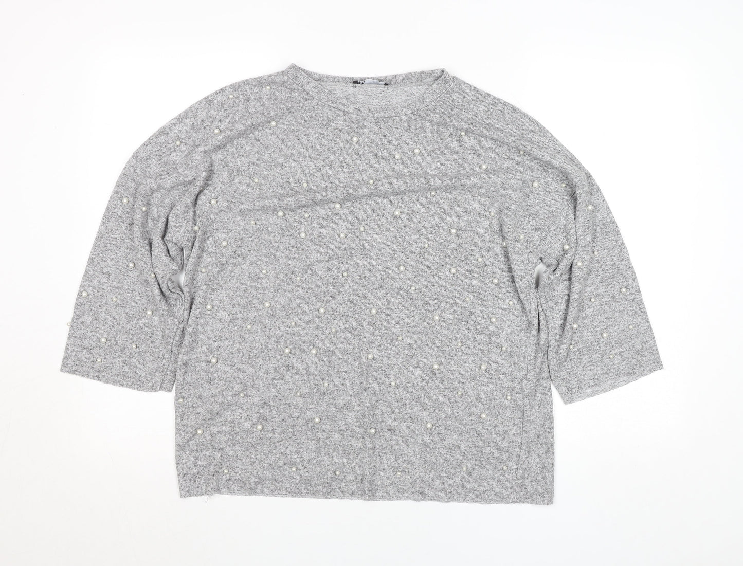 Womens UK Size M Zara Grey Basic Blouse