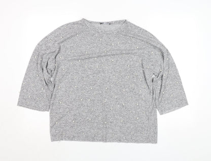 Womens UK Size M Zara Grey Basic Blouse