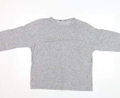 Womens UK Size M Zara Grey Basic Blouse