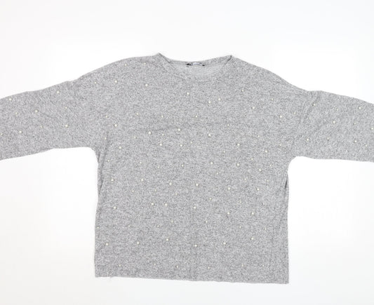 Womens UK Size M Zara Grey Basic Blouse