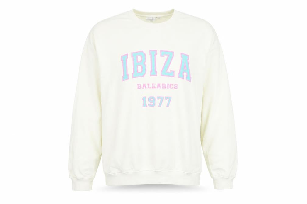 Womens UK Size L Rainbow Colours White Pullover Sweatshirt