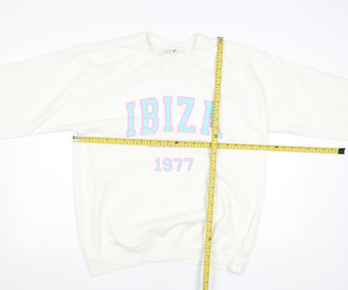 Womens UK Size L Rainbow Colours White Pullover Sweatshirt